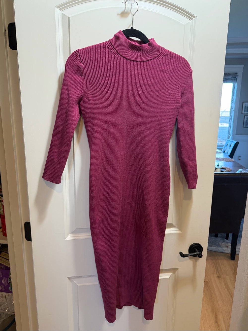 HATCH Raspberry Ribbed Mock Neck Maternity Sweater Dress Size 1 Small - Picture 2 of 7